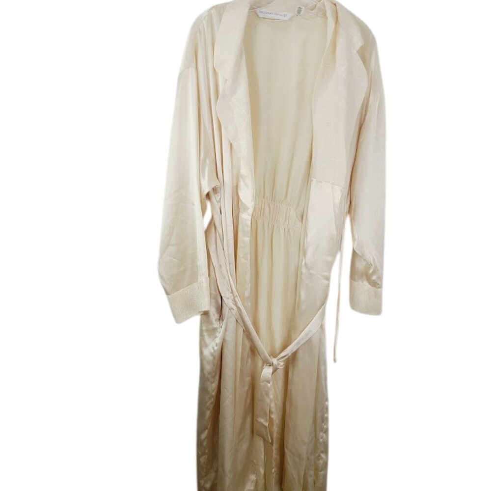 Victoria's Secret Women's Gold Satin Floor Vintage Sleep One-Piece Robe Size L